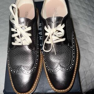 Cole Haan pewter oxfords